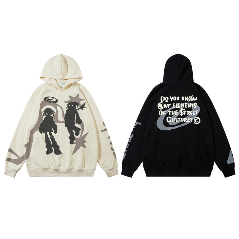 Creative Cartoon Foam Printed Hoodie Casual Top