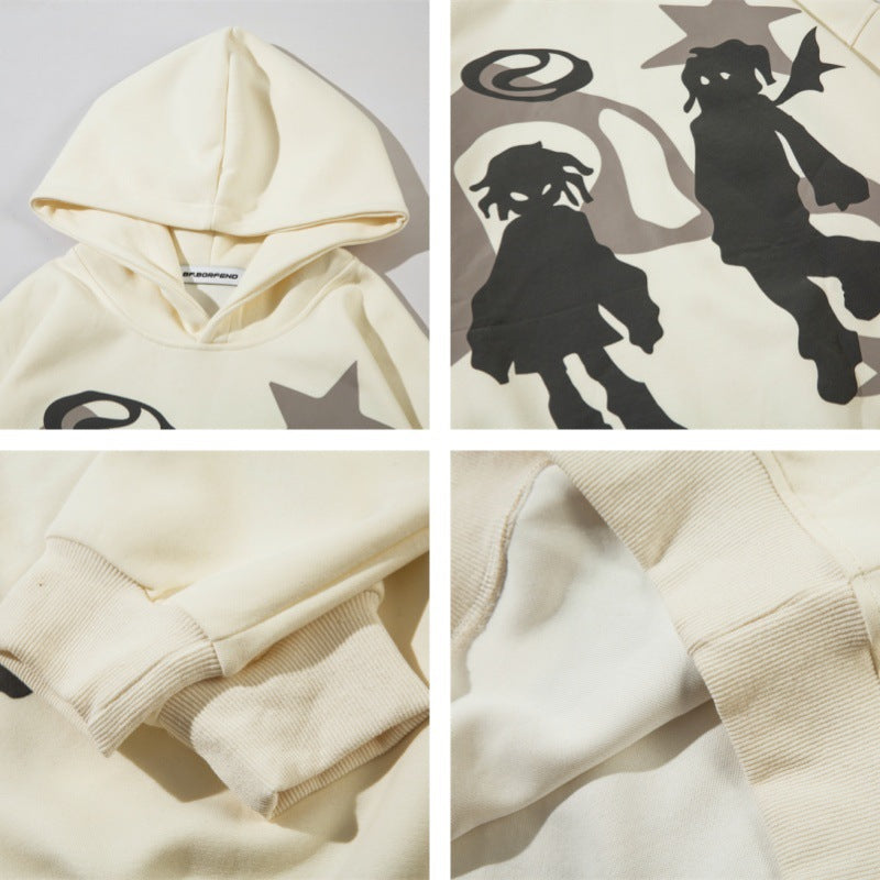 Creative Cartoon Foam Printed Hoodie Casual Top