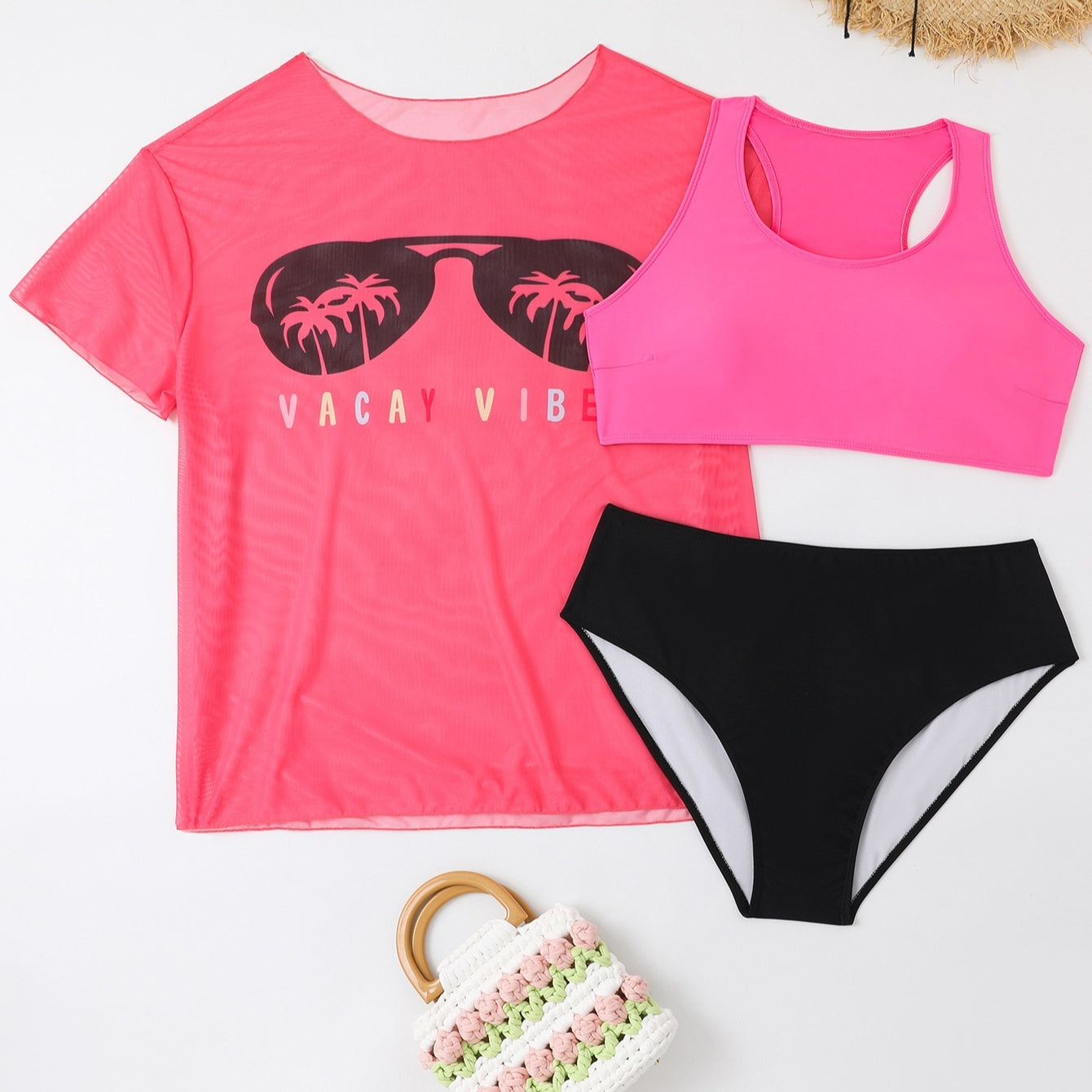 New Swimwear Mesh Swimsuit Bikini Three-piece Set