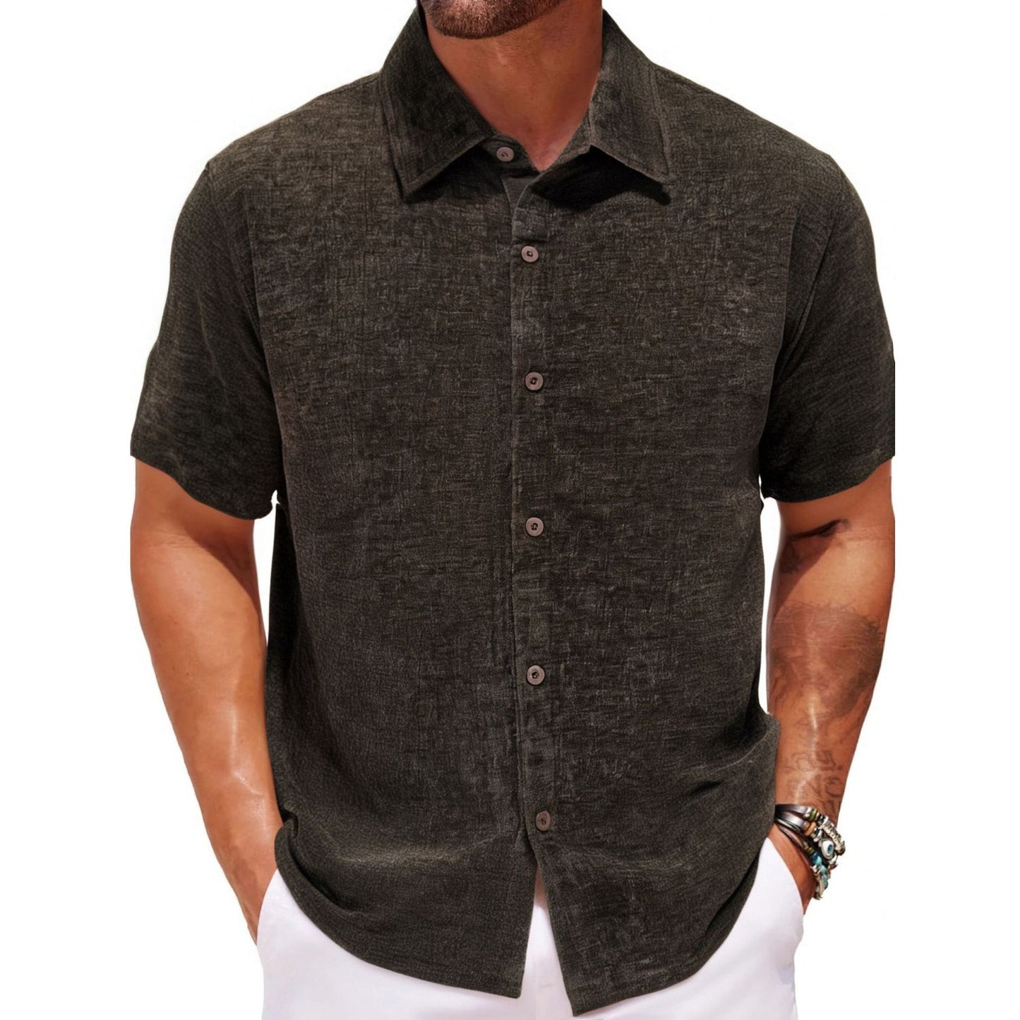 Gold Velvet  Short Sleeve Shirt