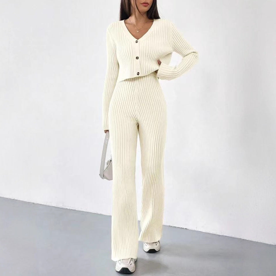 Cardigan Bootcut Trousers Versatile Casual