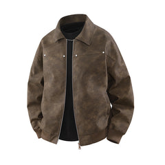 Lapel Leather Coat