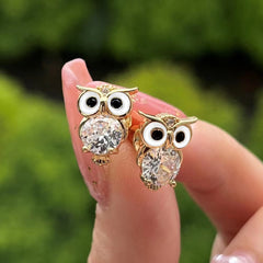 Diamonds Owl Stud Earrings