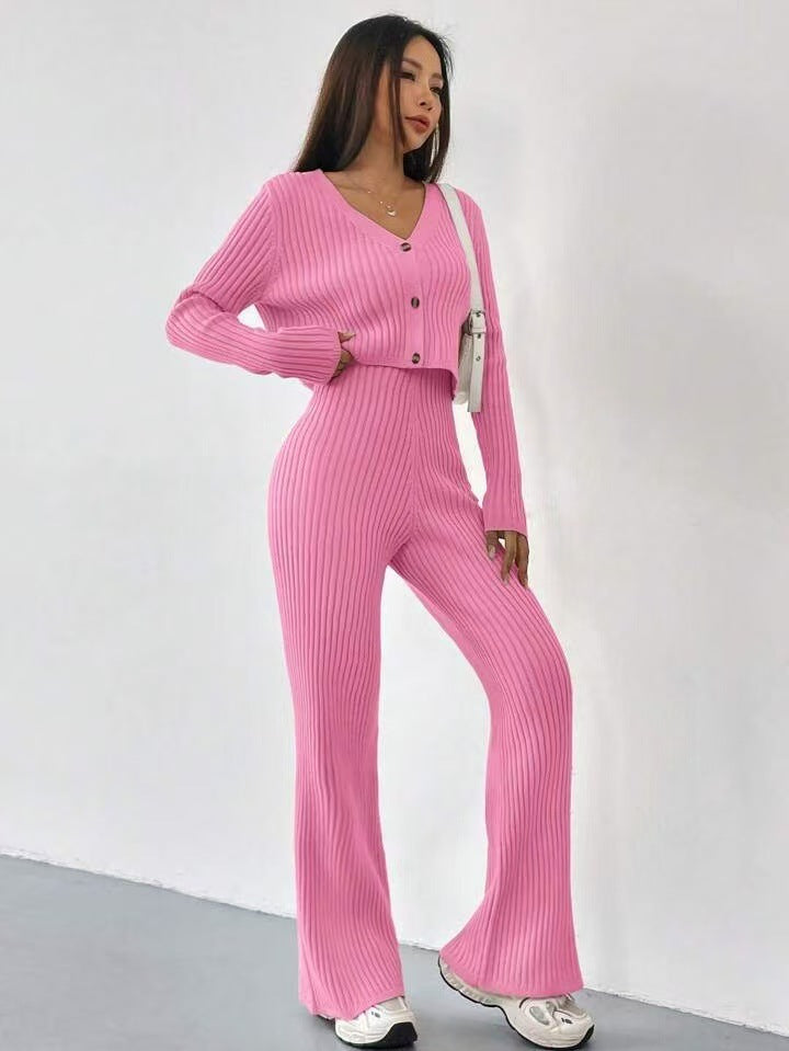 Cardigan Bootcut Trousers Versatile Casual