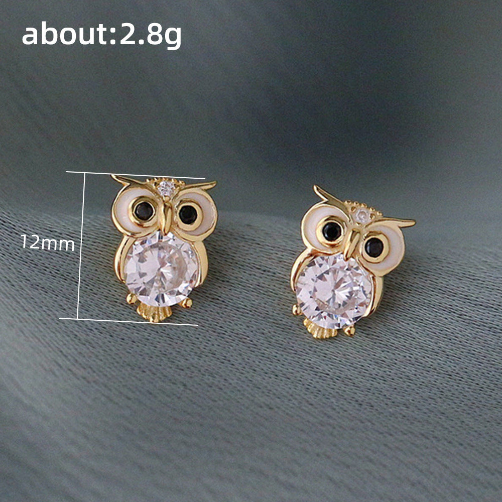 Diamonds Owl Stud Earrings