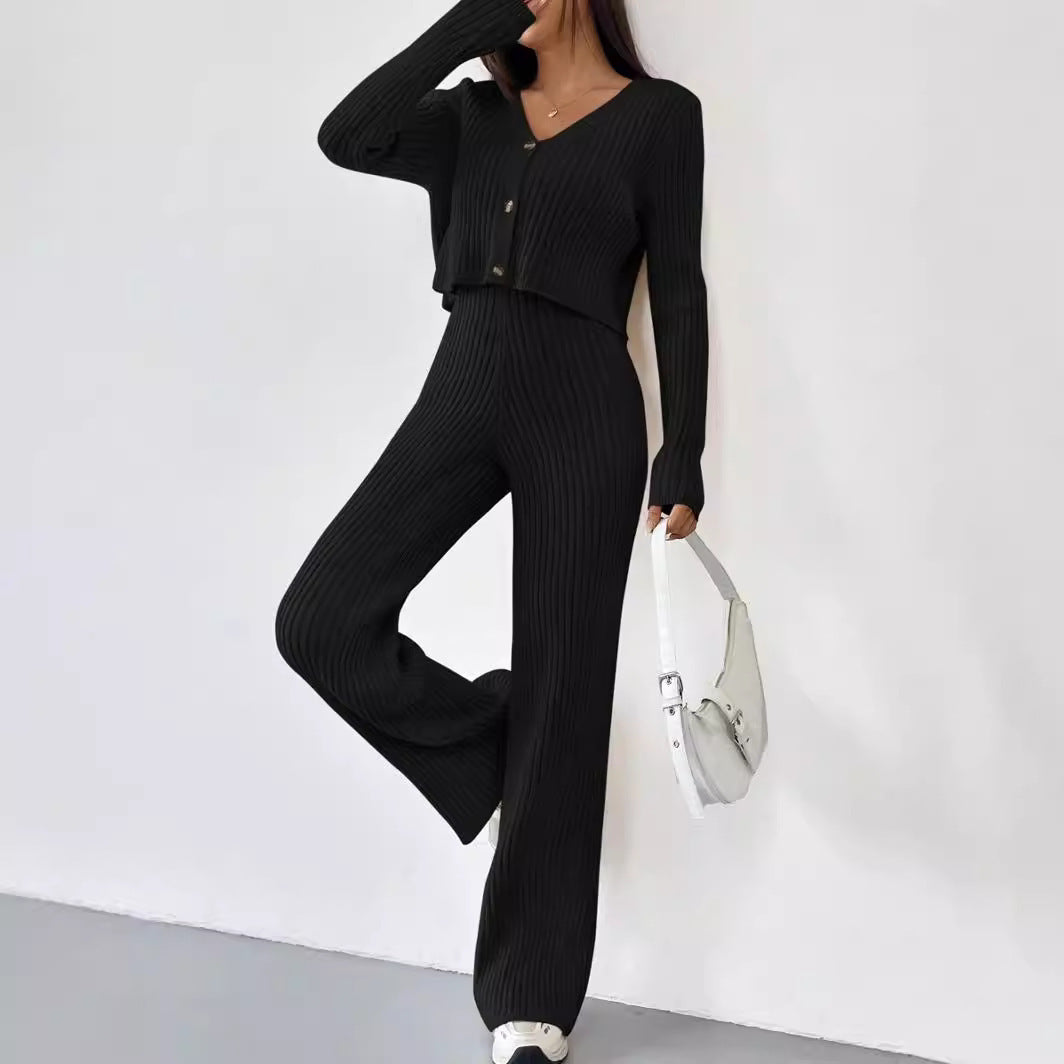 Cardigan Bootcut Trousers Versatile Casual