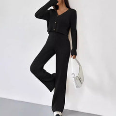 Cardigan Bootcut Trousers Versatile Casual