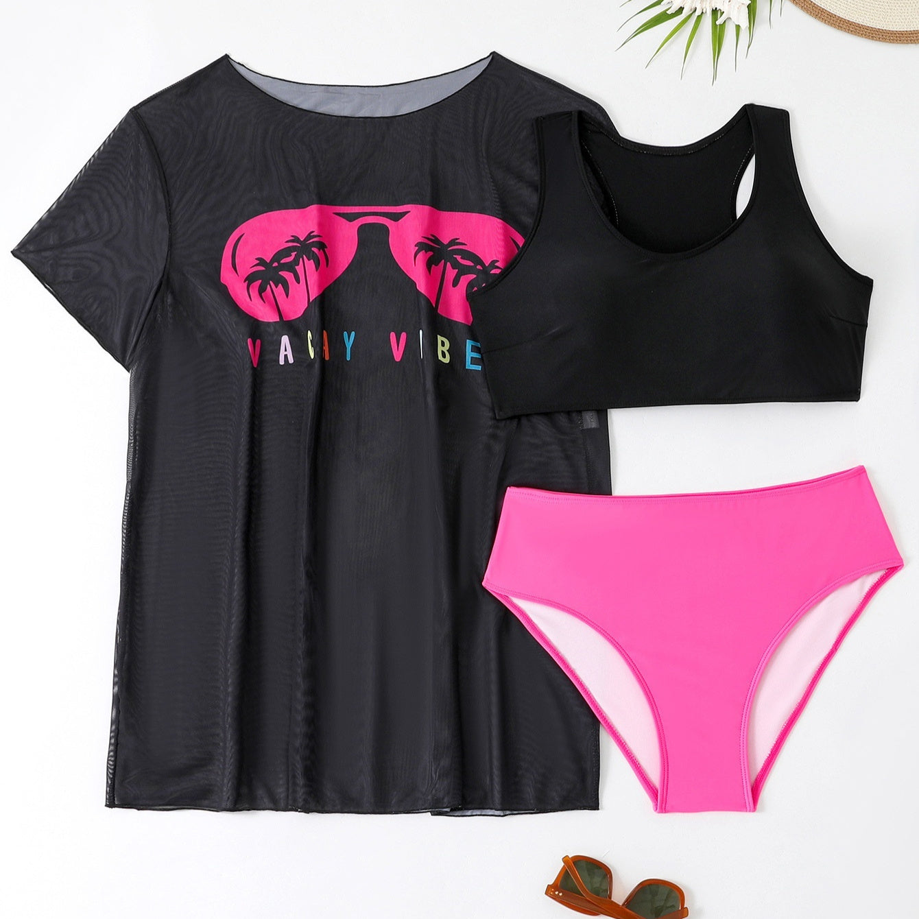 New Swimwear Mesh Swimsuit Bikini Three-piece Set
