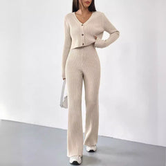 Cardigan Bootcut Trousers Versatile Casual