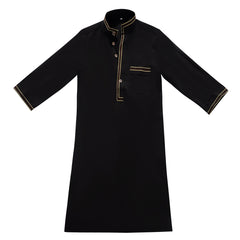 Middle East Boy Robe Stand Collar Button Long Shirt