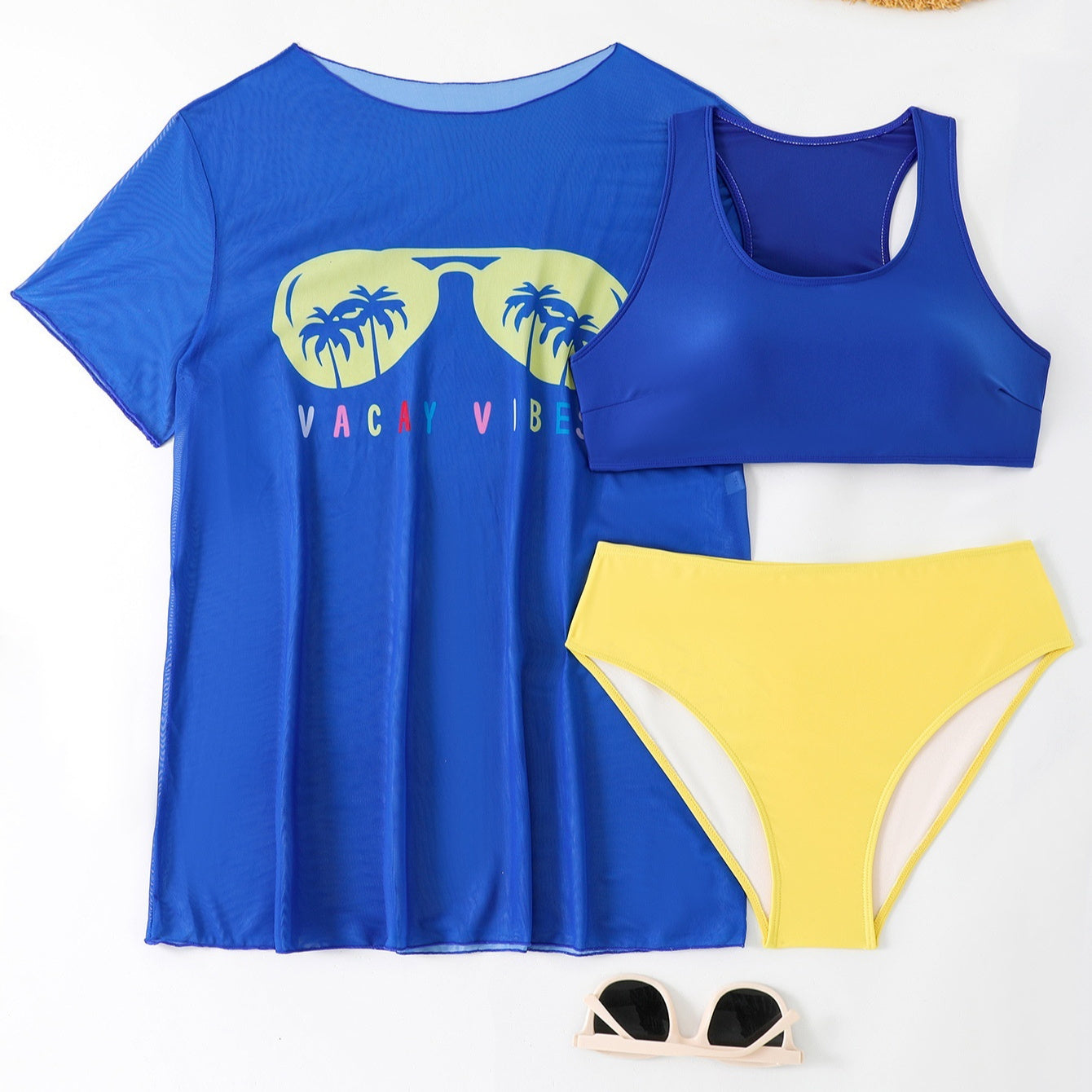New Swimwear Mesh Swimsuit Bikini Three-piece Set