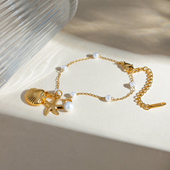 Shell Starfish Pendant Bracelet