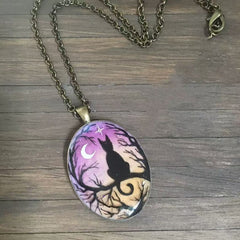 Starry Night Cat Resin Pendant