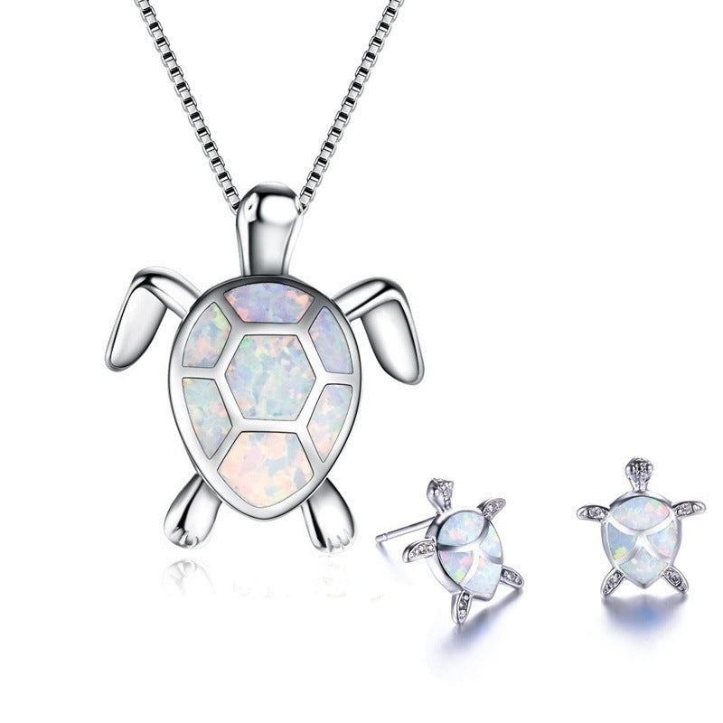 Turtle Simple Necklace Stud Earrings Set