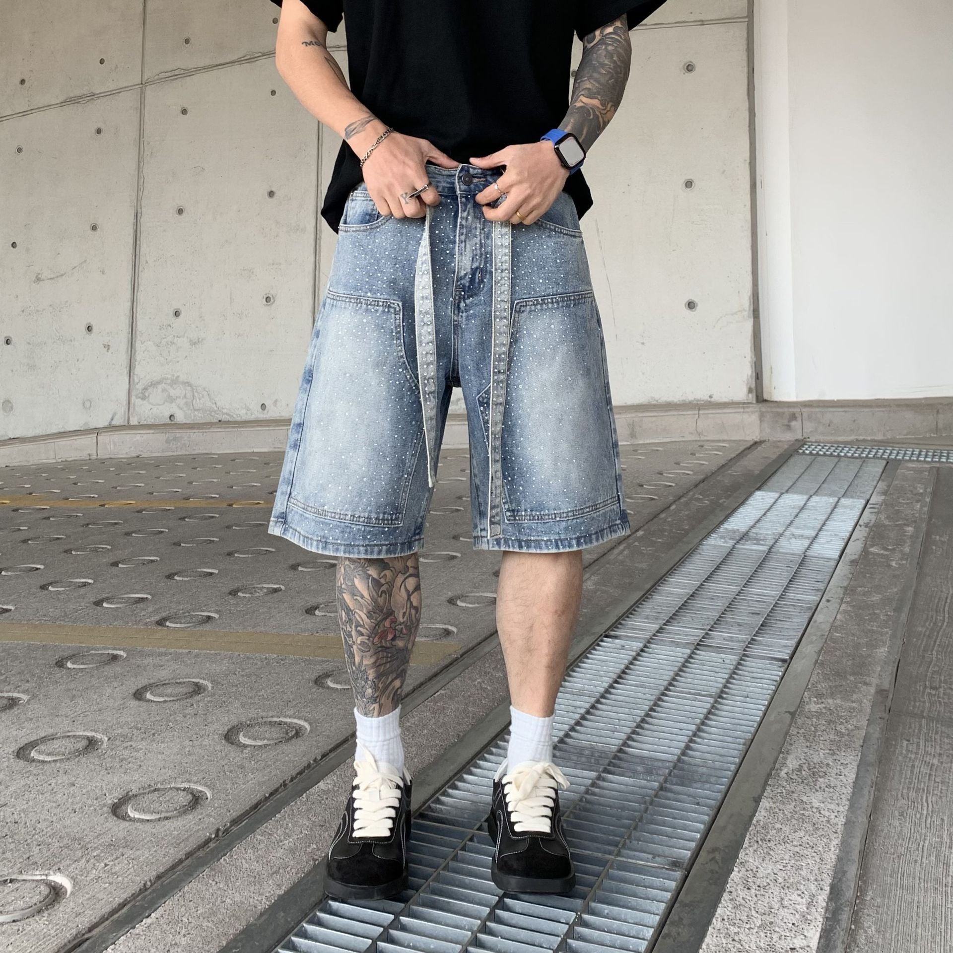 Fashion Work Clothes Gradient Cropped Pants Men