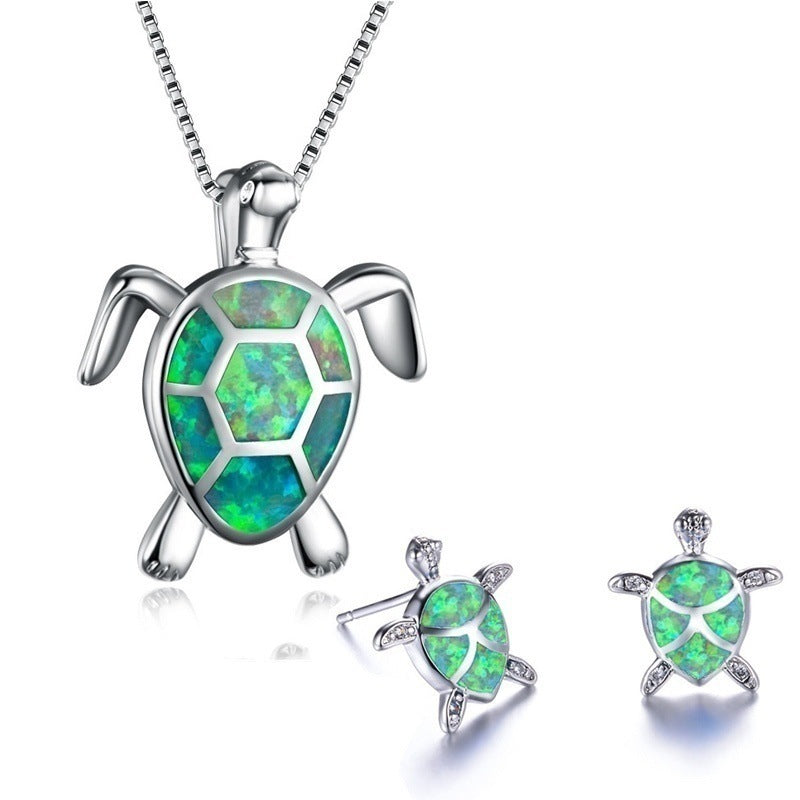 Turtle Simple Necklace Stud Earrings Set