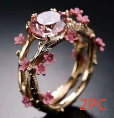 Inlaid Zircon Ring Two-piece Set