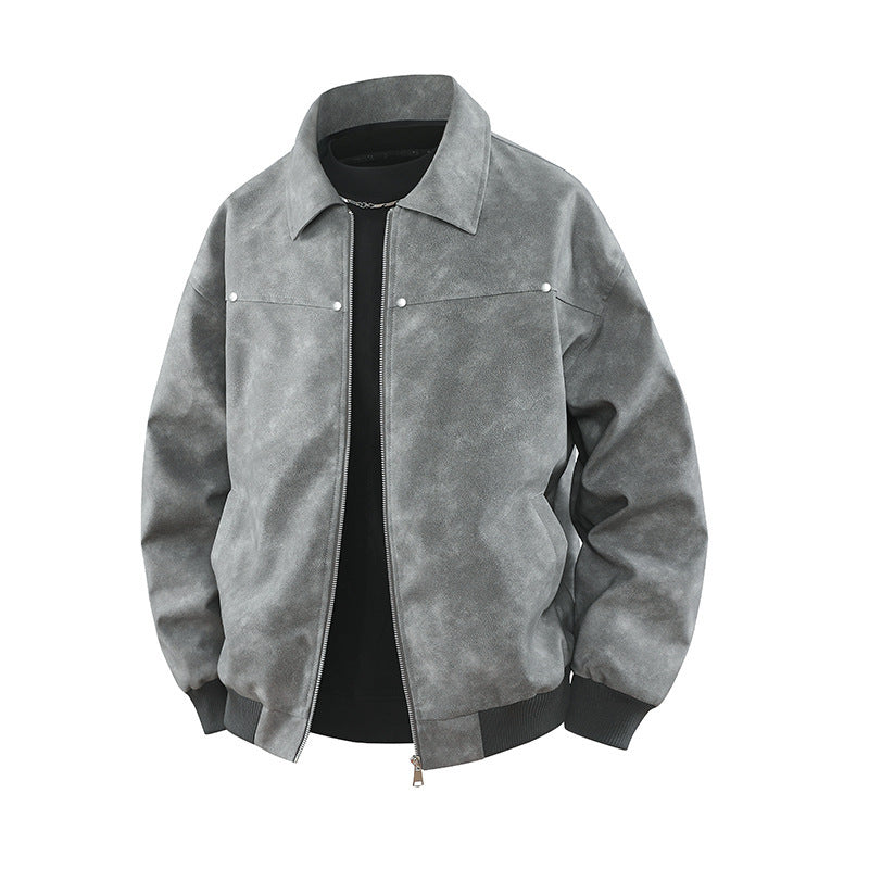 Lapel Leather Coat