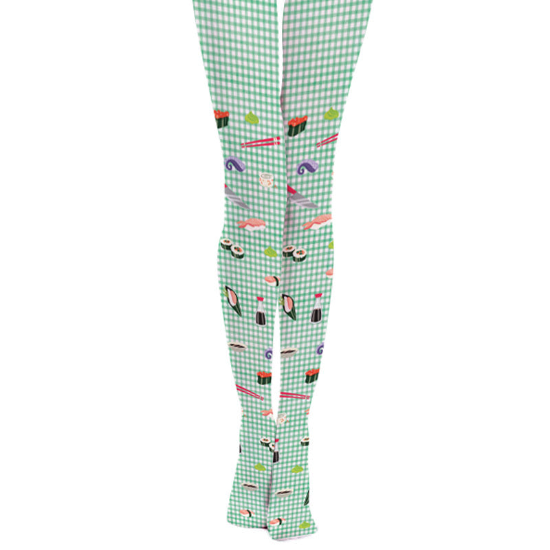 Personalized Plaid Sushi Printed Pantyhose