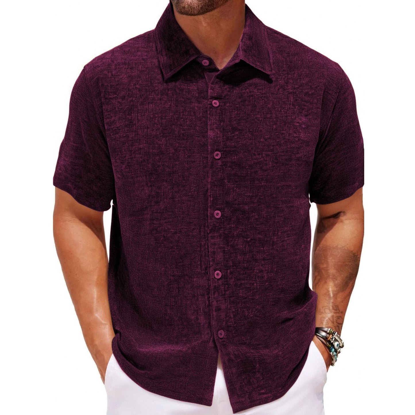 Gold Velvet  Short Sleeve Shirt