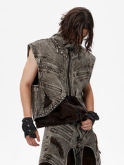 Splicing Denim Vest Jacket