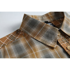 American Retro Irregular Stitching Contrast Color Check Long Sleeve Shirt