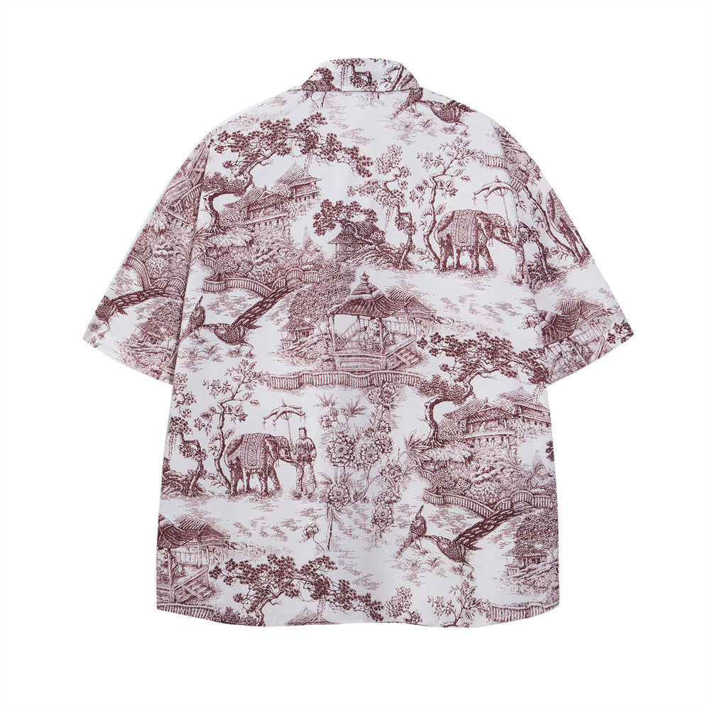 Ink Painting Digital Full Printed Short Sleeve Shirt