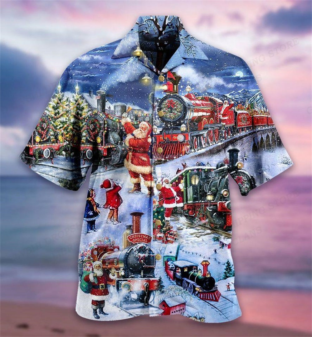 Fashion Bus Pattern Summer Men's Casual Shirt