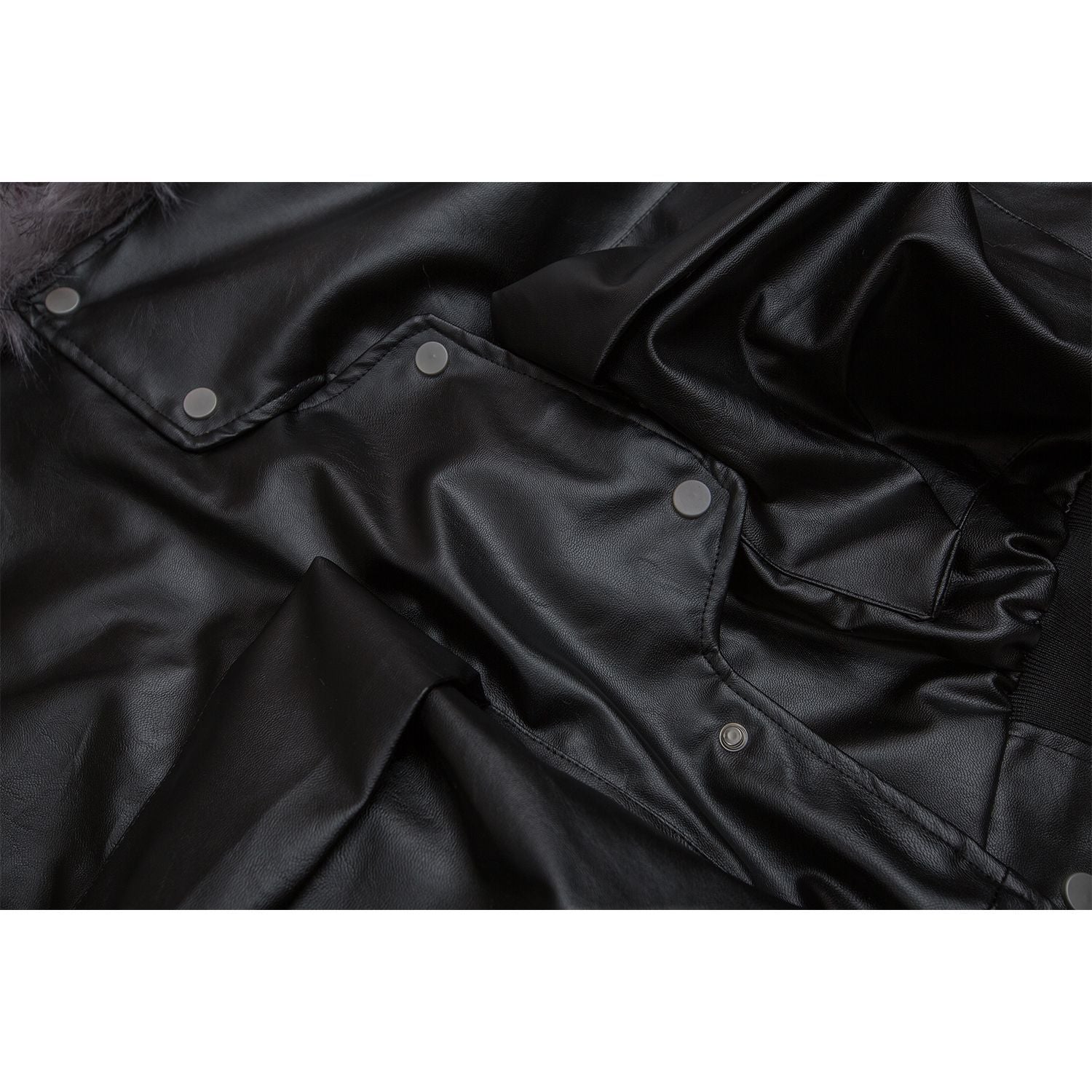 PU Leather Three-dimensional Pocket Coat