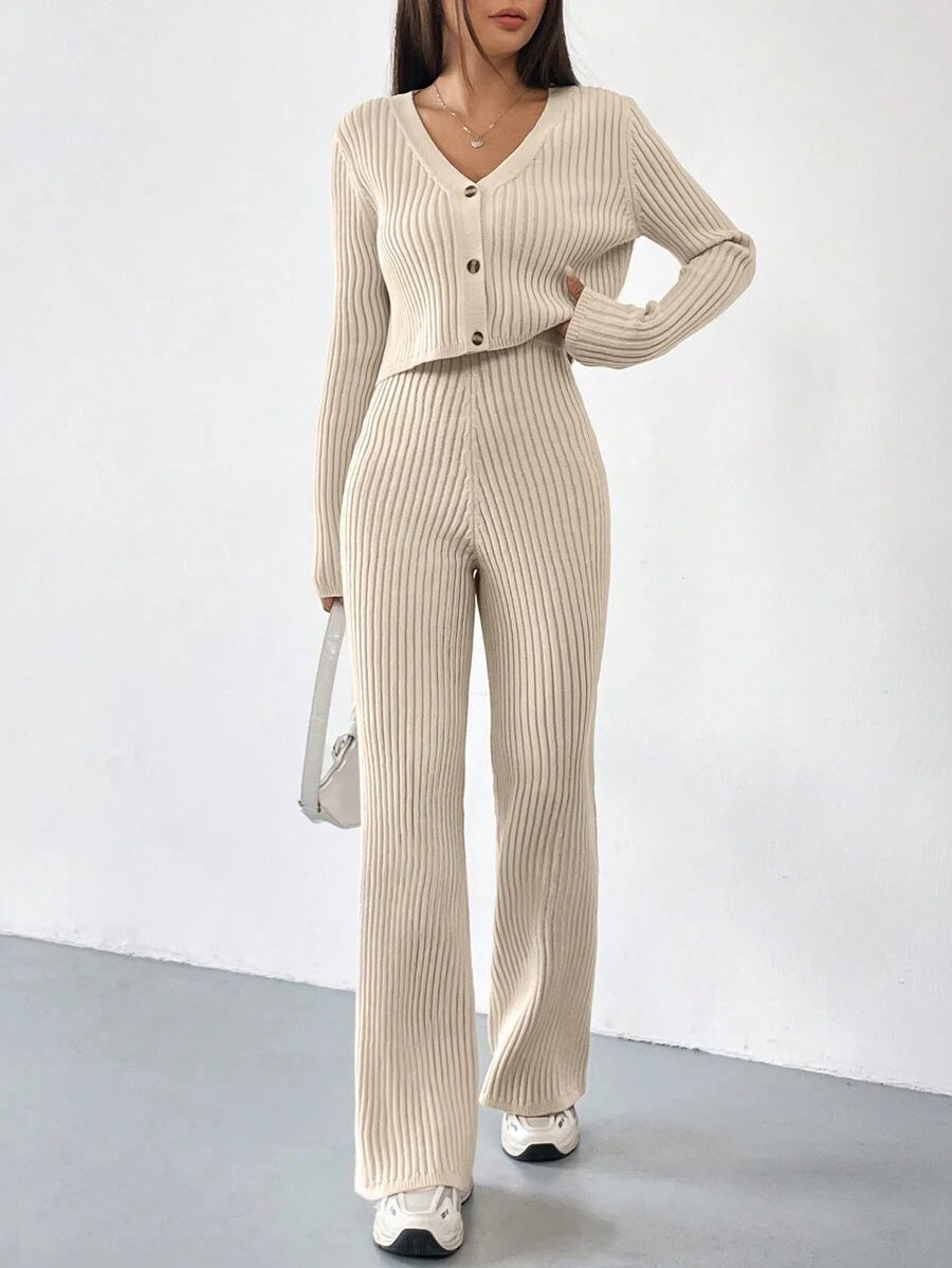 Cardigan Bootcut Trousers Versatile Casual