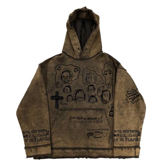 Retro Heavy Anti-worn Looking Washed-out Destruction Sweater