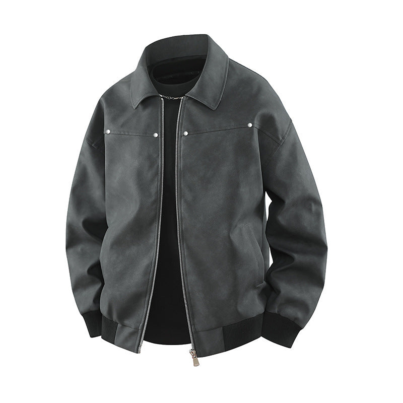 Lapel Leather Coat