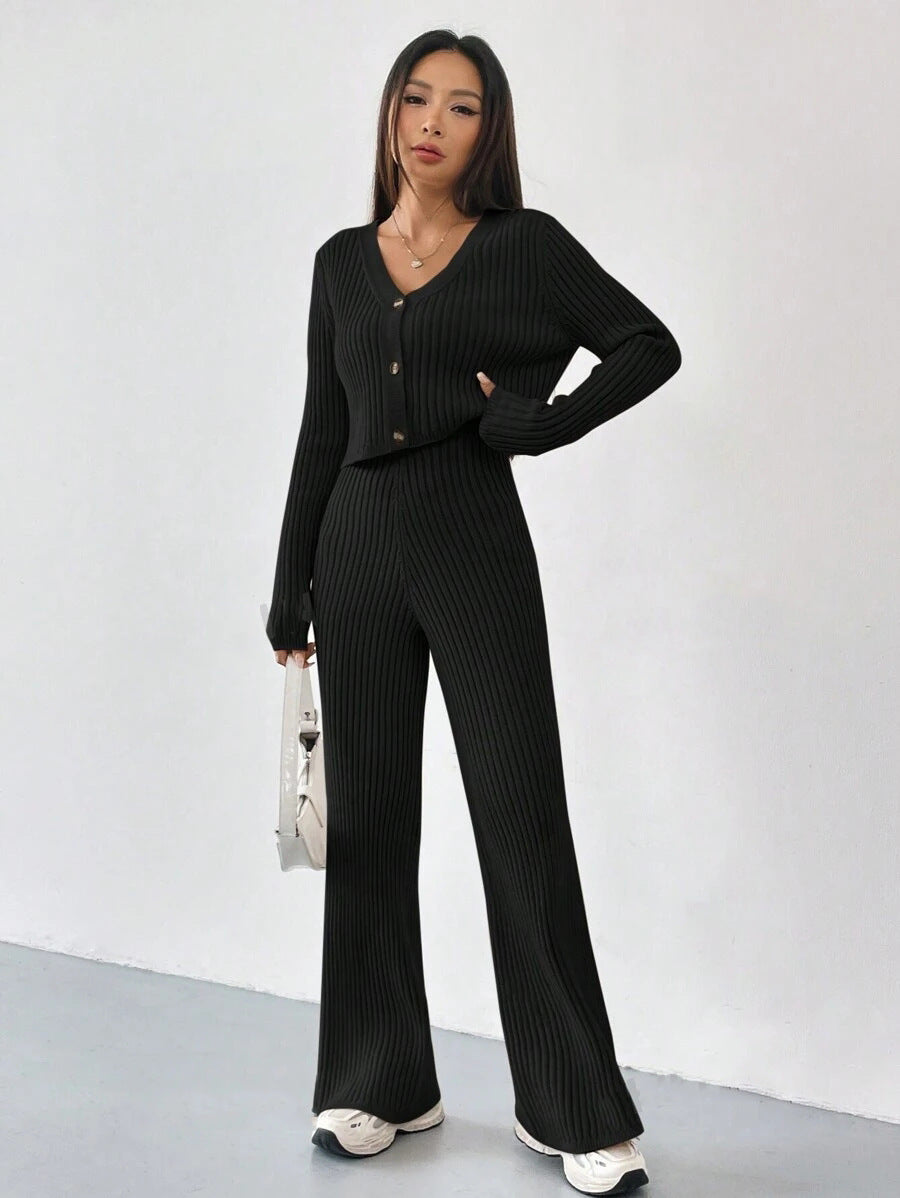 Cardigan Bootcut Trousers Versatile Casual