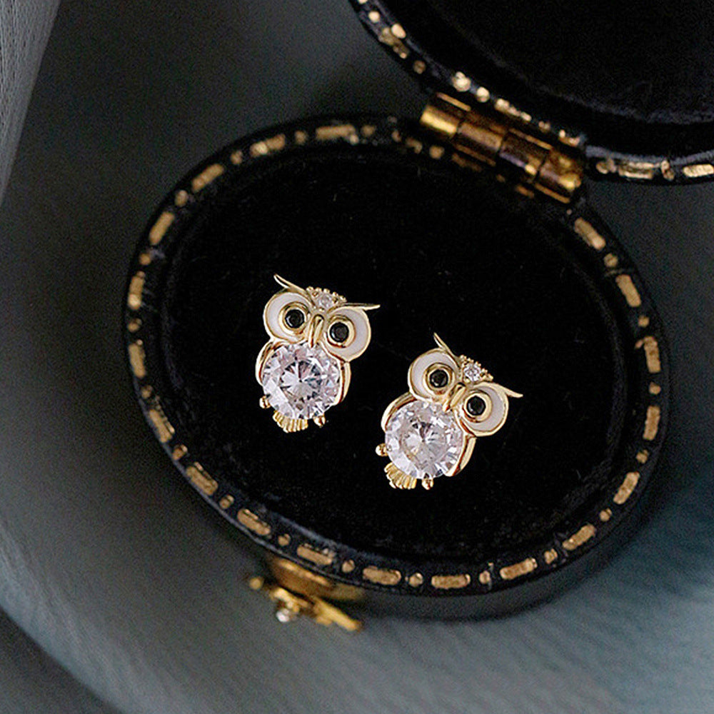 Diamonds Owl Stud Earrings