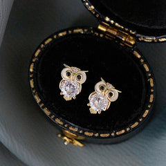 Diamonds Owl Stud Earrings
