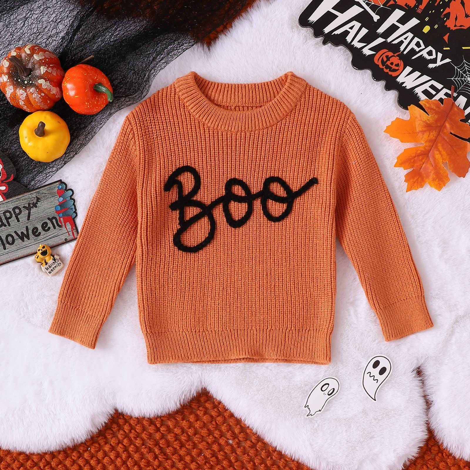 Ghost Embroidered Long-sleeved Sweater