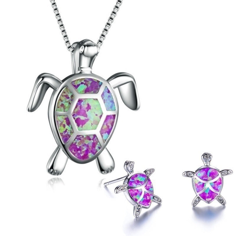 Turtle Simple Necklace Stud Earrings Set