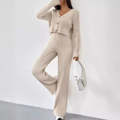 Cardigan Bootcut Trousers Versatile Casual