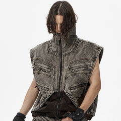 Splicing Denim Vest Jacket