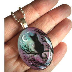 Starry Night Cat Resin Pendant