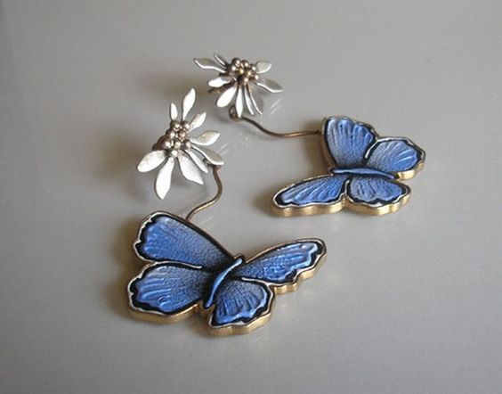 Butterfly And Flower Earrings