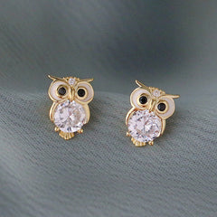 Diamonds Owl Stud Earrings